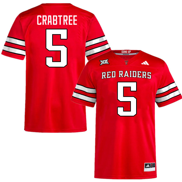 #5 Michael Crabtree Texas Tech Red Raiders Jerseys College Football Uniforms Stitched-Red